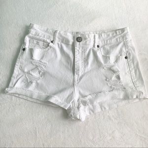White denim shorts
